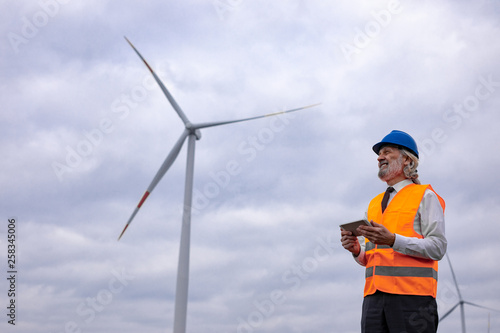 Wind turbine engineer working on the field