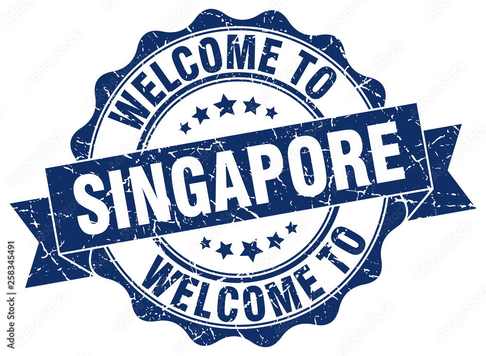 Fototapeta premium Singapore round ribbon seal