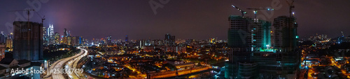 Ampang Kuala Lumpur Elevated Highway AKLEH with City Skyline in Malaysia at night.