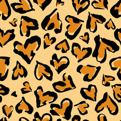 Ingelijste posters Oranje patronen Luipaardprint hartjes abstract dessin  © Anna