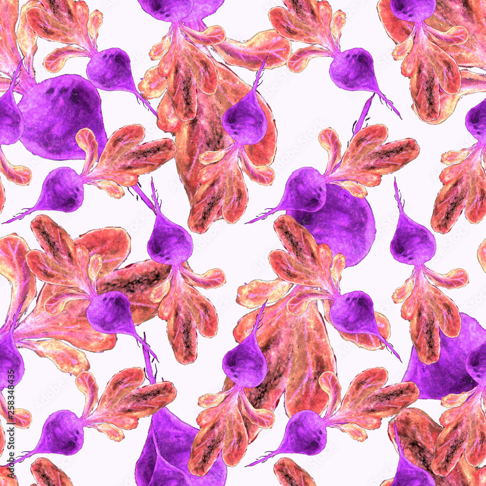 Watercolor Vegan Pattern. Seamless Hand Drawn Vegetables. Healthy Food Print. Gardening Background. Greenery Repeatable Design for Menu, Restaurant, Salat Bar, Farmers Market. Beetroot. Vegetarian. Watercolor Vegan Pattern. Seamless Hand Drawn Vegetables. Healthy Food Print. Gardening Background. Greenery Repeatable Design for Menu, Restaurant, Salat Bar, Farmers Market. Beetroot. Vegetarian.