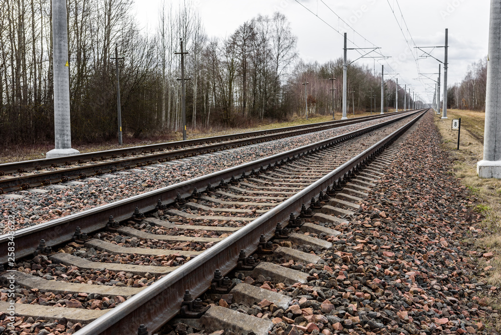 Railway with electric networks.