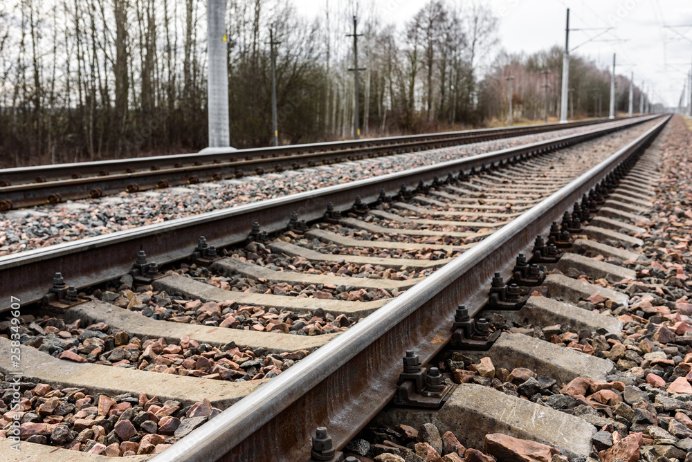 Obraz premium Railway with electric networks.