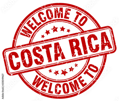 welcome to Costa Rica red round vintage stamp