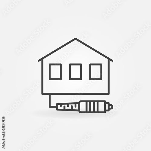 House with Optic Cable vector concept icon in thin line style