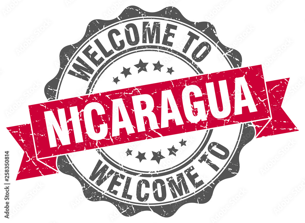 Obraz premium Nicaragua round ribbon seal