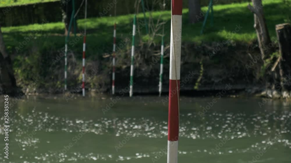 River Water Level Indicators Hanging off a Rope Dangling in the Wind River Water Level Indicators Hanging off a Rope Dangling in the Wind