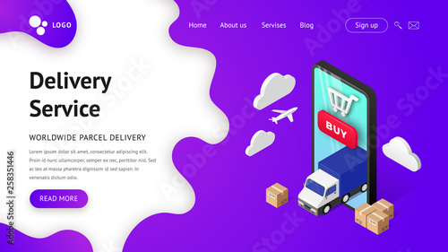 Delivery service landing smartphone