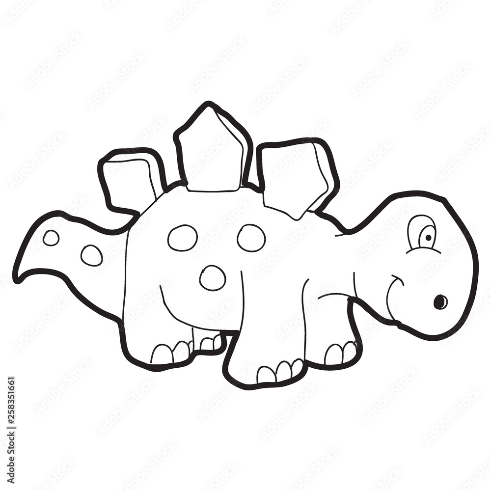 Fototapeta Kreskówki doodle ilustracja kreskówka dinosaur dla kolorystyki książki, koszulka druku projekt, kartka z pozdrowieniami