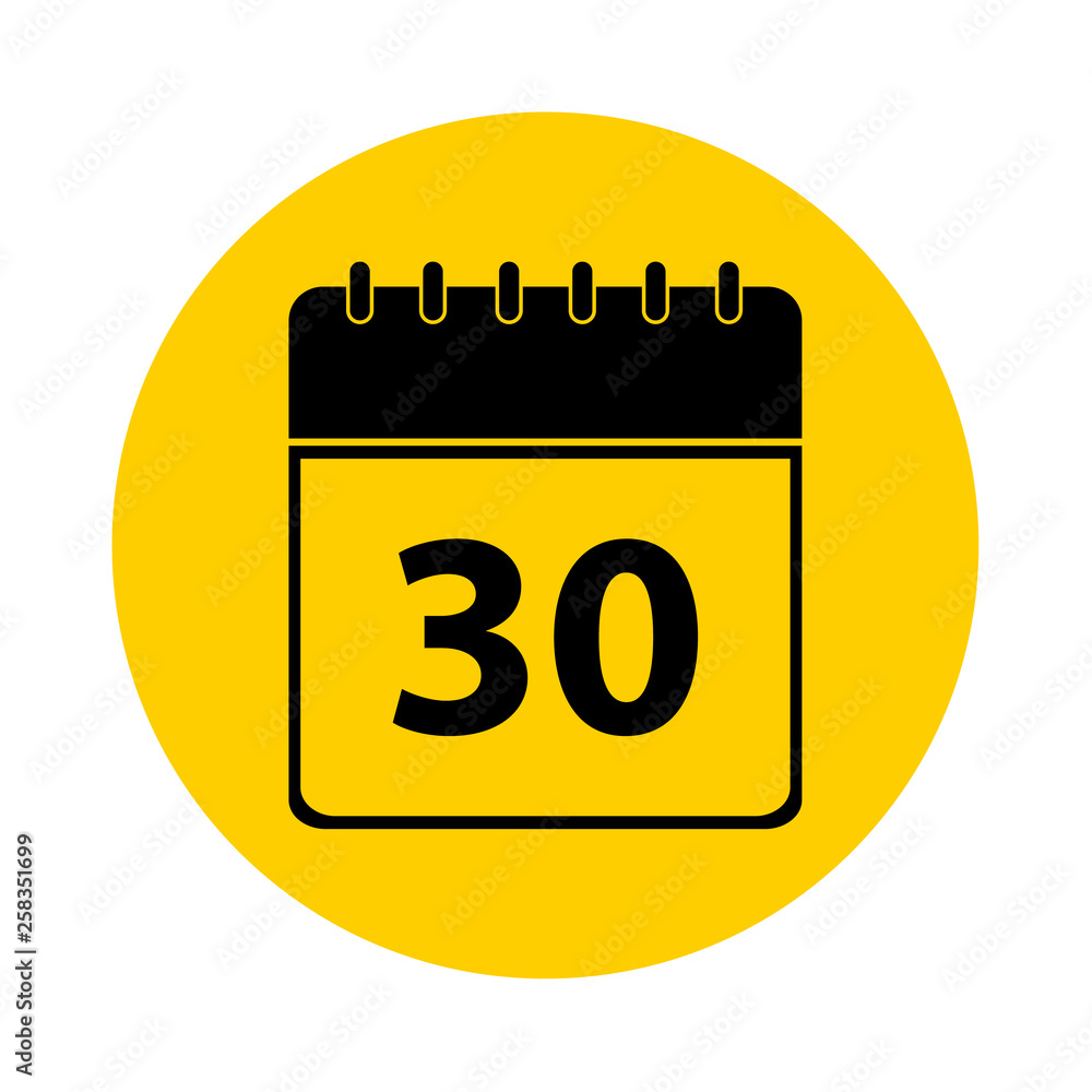 30 Calendar Yellow Vector Icon 30 Calendar Yellow Vector Icon