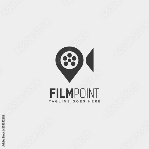 movie point navigator or pin map cinema simple logo template vector illustration icon element