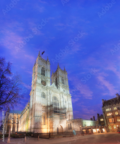 Westminster Abbey at Dusk london england