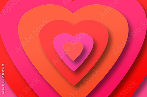 Several multi-colored hearts. Abstract illustration.