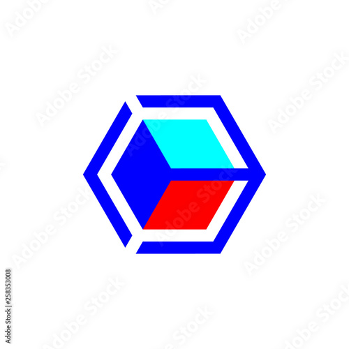 box cube hexagon logo design concept