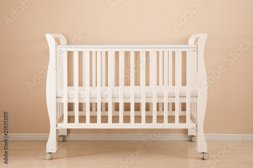 White crib for kids isolated on white background