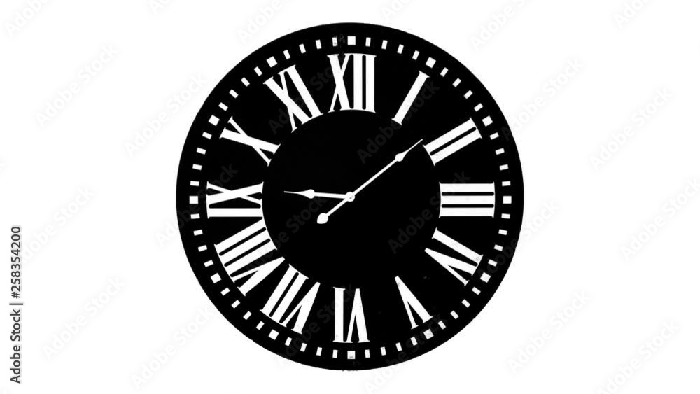 Clock hands keep going on just like human being's life - reverse half day on white background Clock hands keep going on just like human being's life - reverse half day on white background