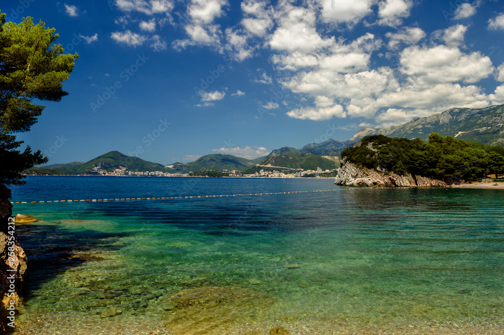 beautiful beach on the Adriatic Sea. Montenegro.
