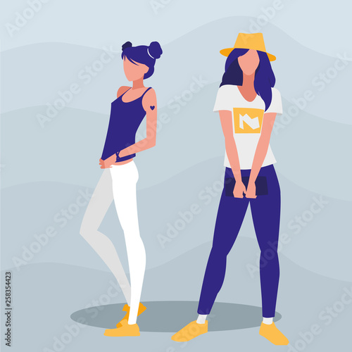 beautiful girls with pose of modeling