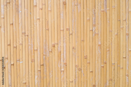 Old bamboo of strips on wall close up
