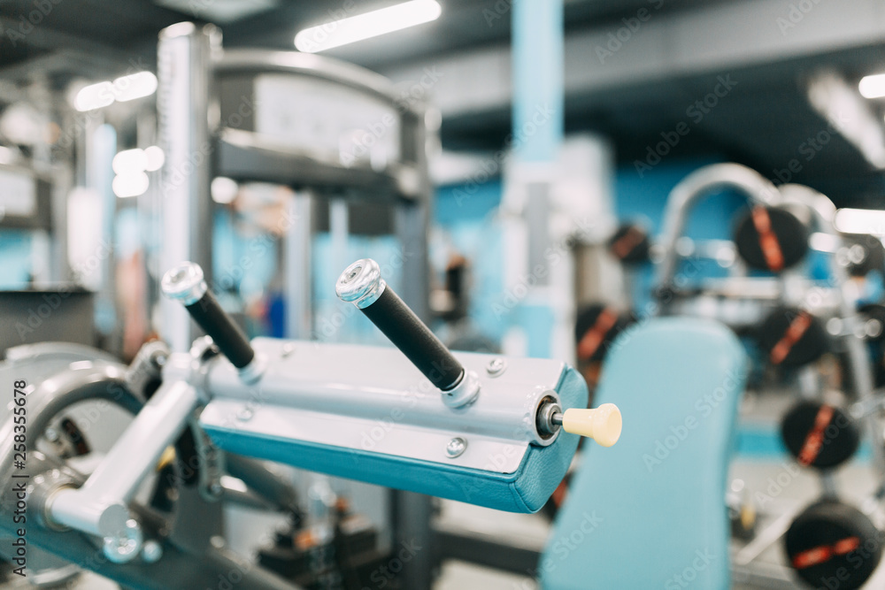 Gym with dumbbells and barbells. Treadmill, Marco shooting hall. Gym with dumbbells and barbells. Treadmill, Marco shooting hall.