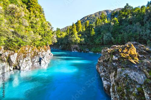 Deep blue water fills the Hokitika Gorge on New Zealand's south island. photo