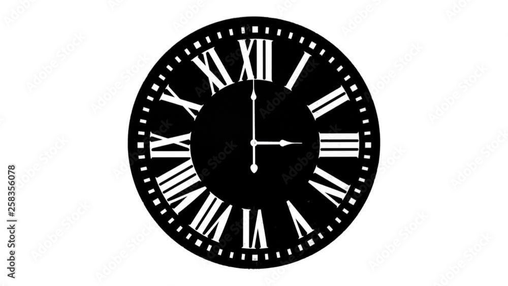 Clock hands keep going on just like human being's life - half day on white background Clock hands keep going on just like human being's life - half day on white background