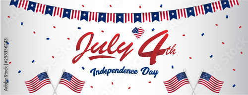 Basic RGB4 july usa happy independence day greeting for social media fan page wall size banner with american flag and red blue pattern
