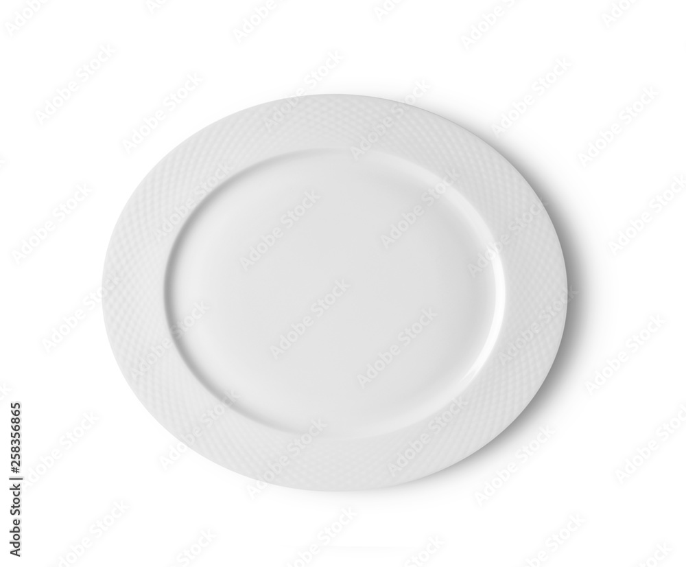 white plate on white background. top view white plate on white background. top view
