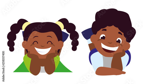 Fototapeta Naklejka Na Ścianę i Meble -  happy little black kids characters