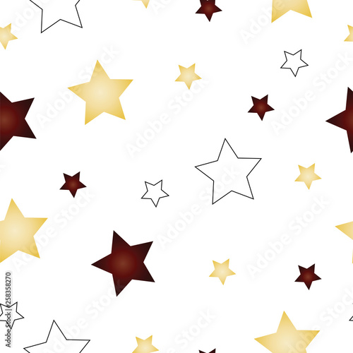 seamless pattern with stars in brown and beige colors isolated on white background