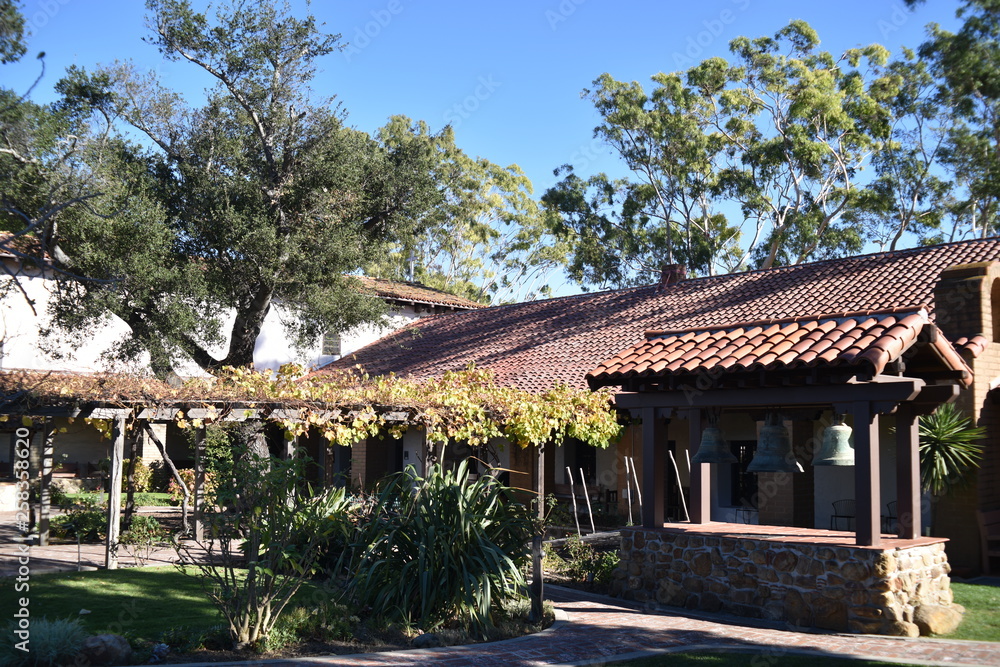 San Luis Obispo, CA. U.S.A. Dec. 5, 2017. Mission San Luis Obispo de Tolosa. Founded in 1772 by Father Junipero Serra. The fifth California mission founded by Father Junipero Serra. San Luis Obispo, CA. U.S.A. Dec. 5, 2017. Mission San Luis Obispo de Tolosa. Founded in 1772 by Father Junipero Serra. The fifth California mission founded by Father Junipero Serra.