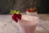Healthy fresh strawberry smoothie or milkshake