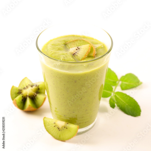 kiwi fruit smoothie on white background