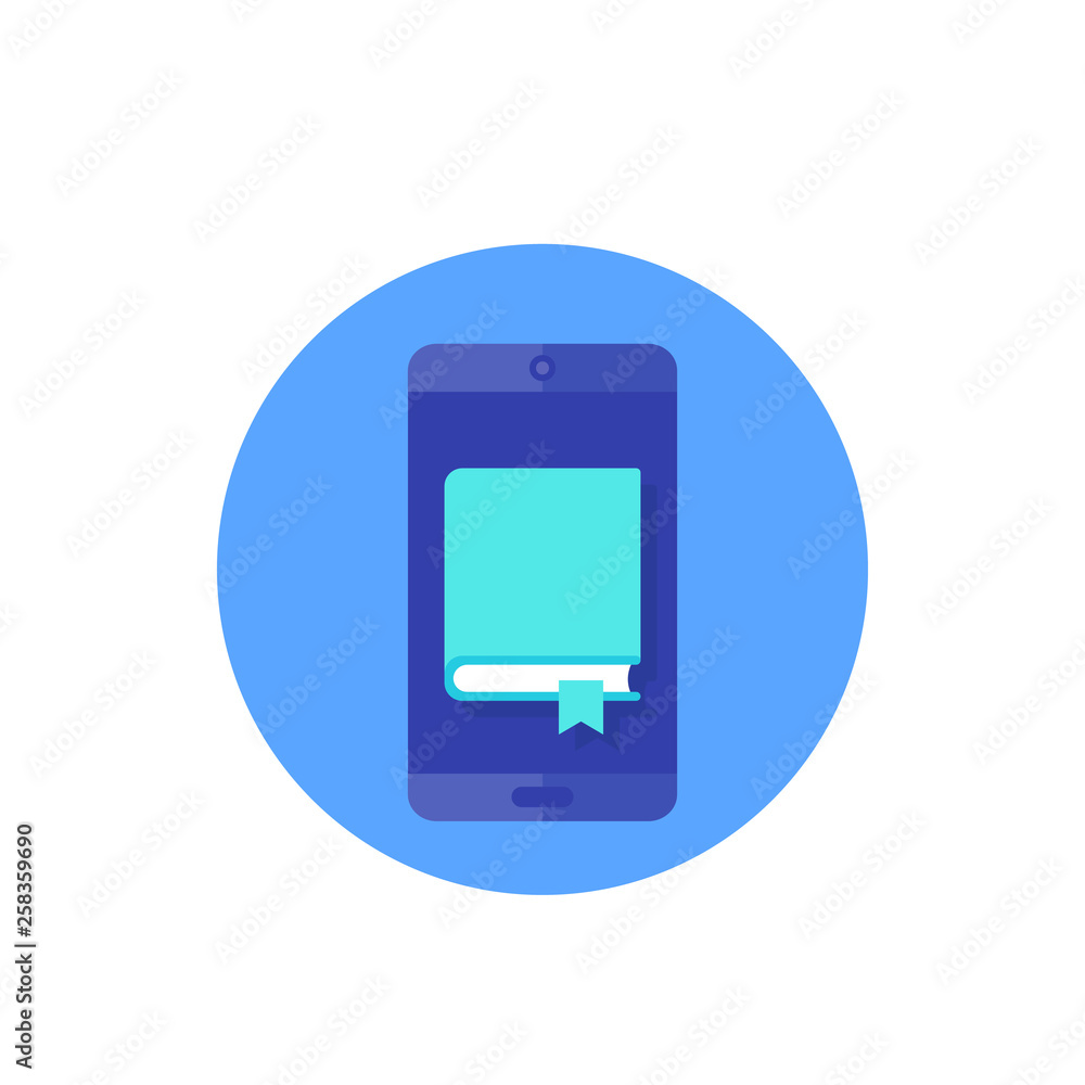 ebook vector icon, book and smart phone ebook vector icon, book and smart phone