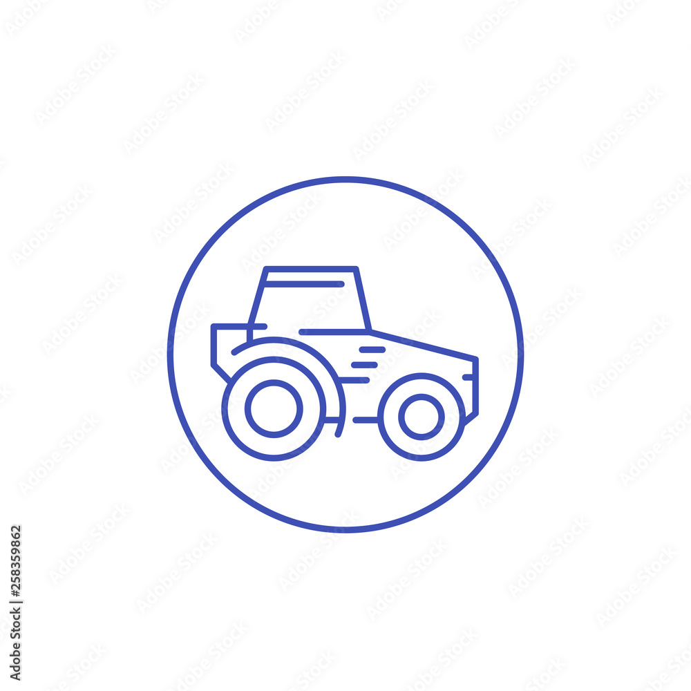Tractor, agrimotor vector line icon