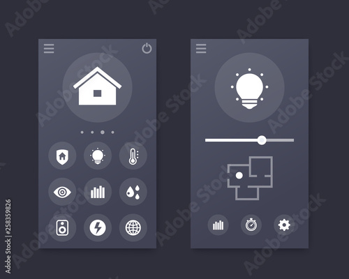 Smart house app interface, vector mobile ui