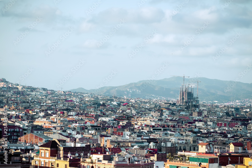 Aerial view over the capital of architectures in Barcelona, Spain Aerial view over the capital of architectures in Barcelona, Spain
