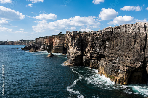 Beautiful aerial vibrant view of Boca Do Inferno, Hell's Mouth, Cascais, District of Lisbon, Portugal