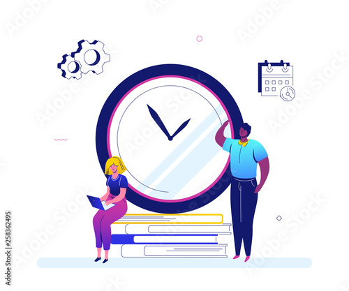Time management - flat design style colorful illustration