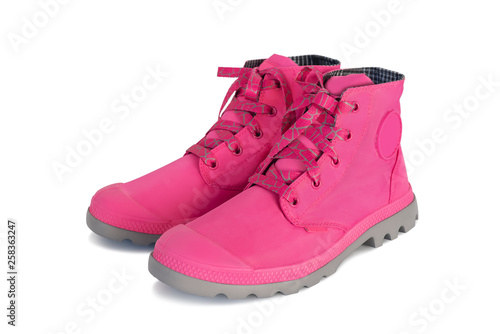 fashion pink boots isolated on white color background
