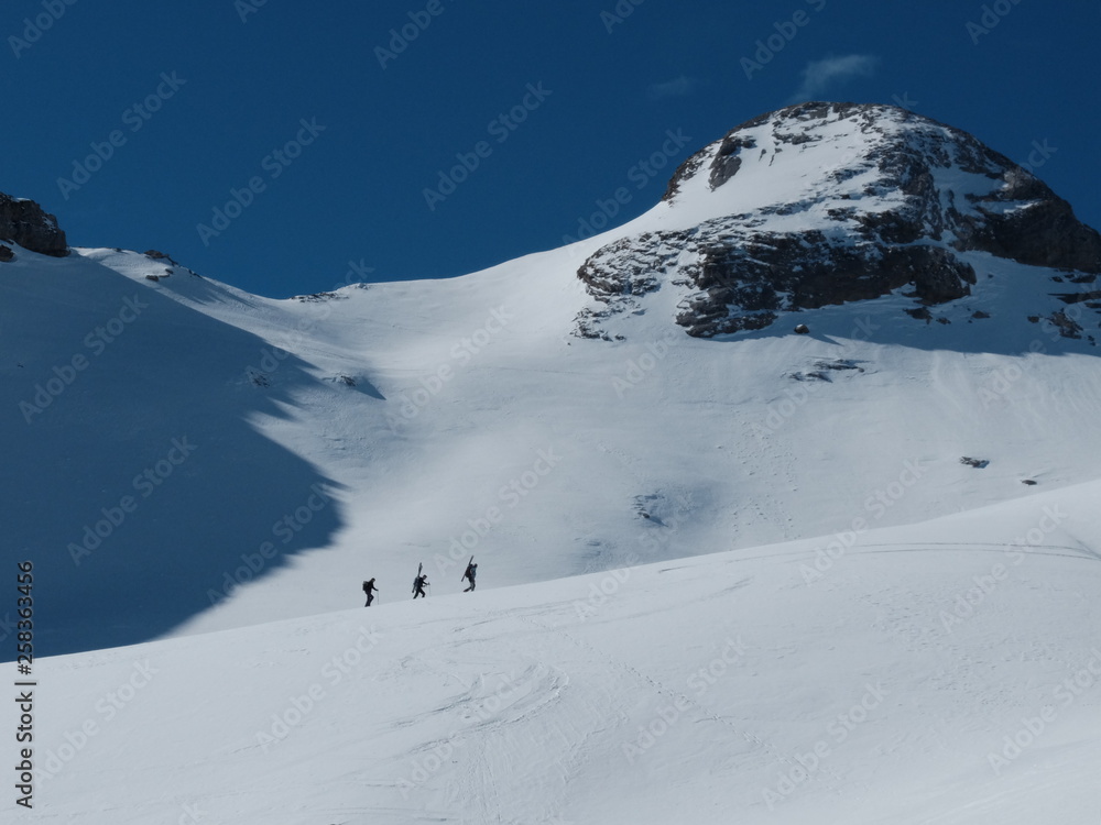 groupe de randonnée en ski de montagne 