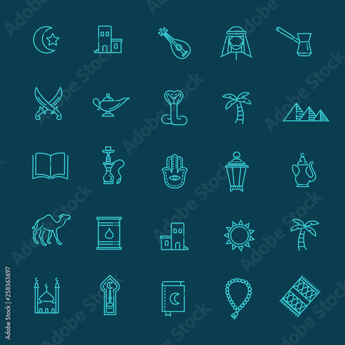 Outline icons set - Islam collection