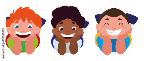 happy little interracial boys characters