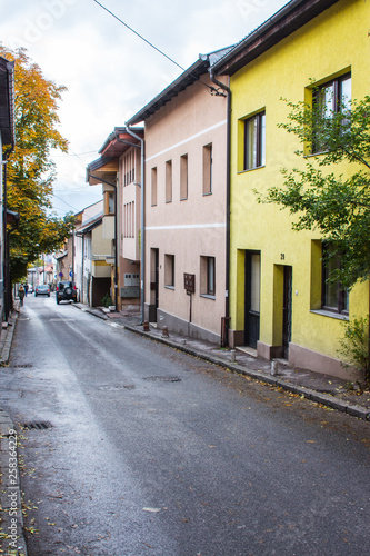 Street in  Sarajevo in autumn. Bosnia and Herzegovina