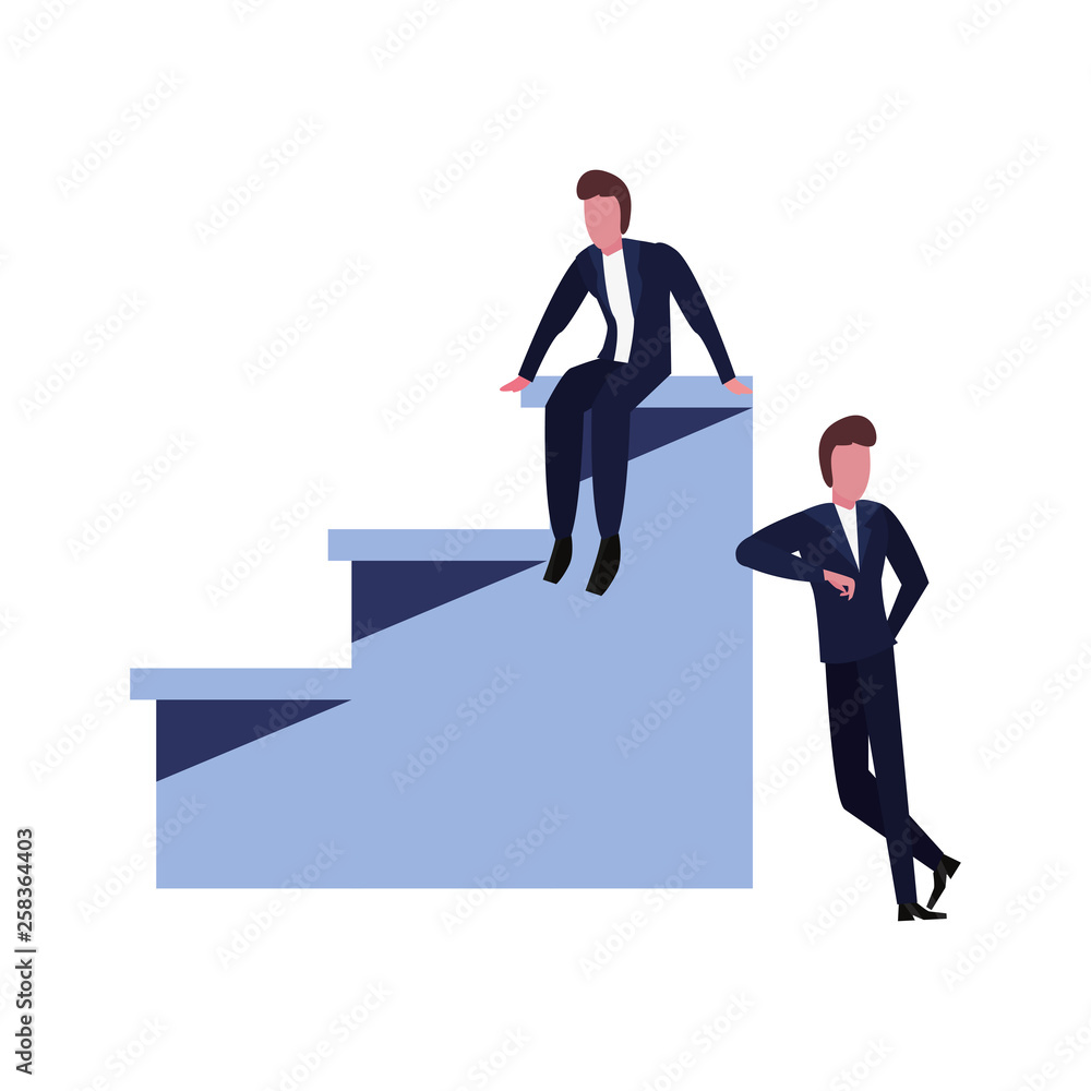 Fototapeta premium businessmen team top stairs
