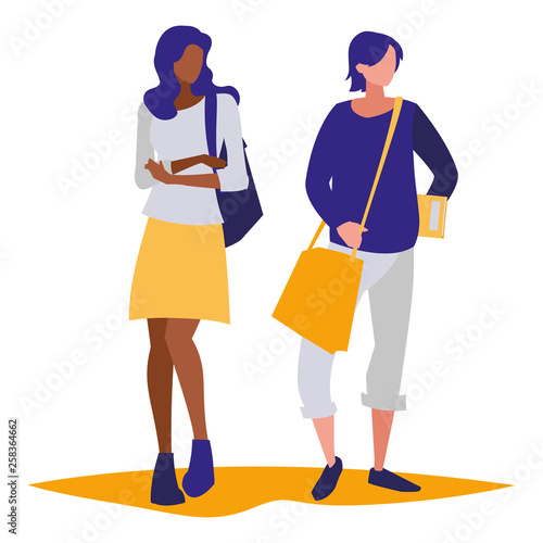 young girls students modeling
