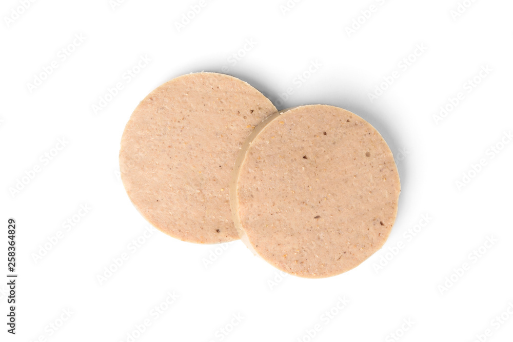 Liver sausage isolated on white background. Liver sausage isolated on white background.
