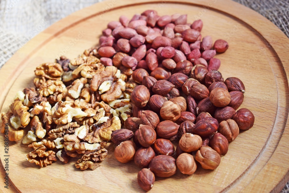 Mixture of different nuts.Healthy food. Mixture of different nuts.Healthy food.