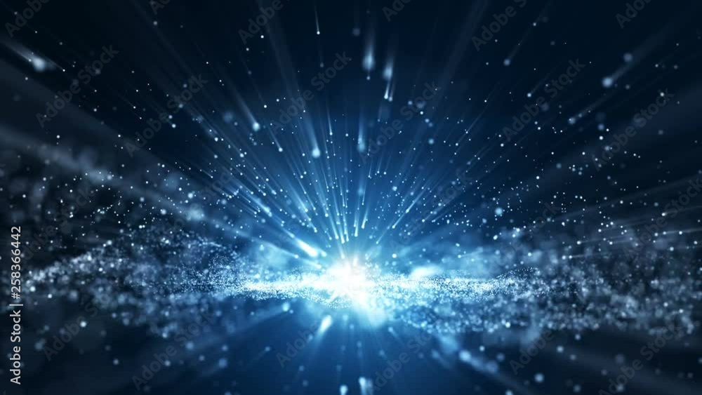 Seamless loop, blue background, digital signature with wave particles, sparkle, veil and space with depth of field. The particles are white light lines. Seamless loop, blue background, digital signature with wave particles, sparkle, veil and space with depth of field. The particles are white light lines.