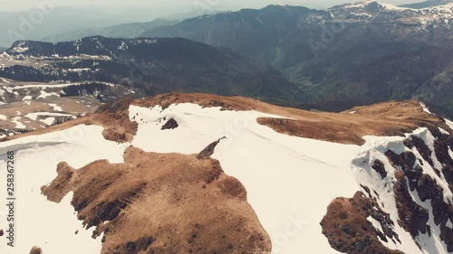 Panoramic view of mountains covered with wood photo